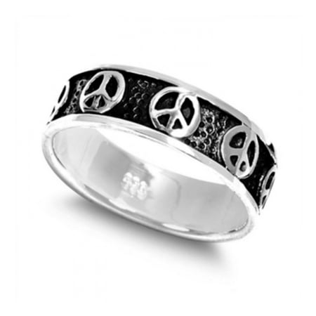 925 Sterling Silver Peace Sign Ring