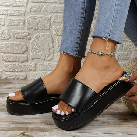 Aoujea Comfortable Sandals for Women Casual Beach Casual Platform Slippers Thick Bottom Flat Fashion Solid Color Slippers Black 8.5
Aoujea Comfortable Sandals for Women Casual Beach Casual Platform Slippers Thick Bottom Flat Fashion Solid Color Slippers Black 8.5