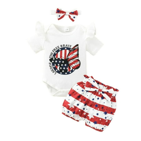 Baby Girls Outfit Sets Short Sleeve Independence Day Letter Prints Romper Bodysuit And Shorts Headbands Outfit Sets 3 Piece 12-18 Months
Baby Girls Outfit Sets Short Sleeve Independence Day Letter Prints Romper Bodysuit And Shorts Headbands Outfit Sets 3 Piece 12-18 Months