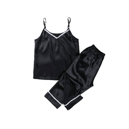 Jkerther Women s Casual Satin Pajamas Set V-Neck Cami Top and Loose Long Pants Sleepwear Set
Jkerther Women s Casual Satin Pajamas Set V-Neck Cami Top and Loose Long Pants Sleepwear Set