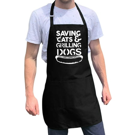 ApronMen Funny Aprons For Men - Saving Cats & Grilling Dogs - 100% Cotton with Pockets - Black
ApronMen Funny Aprons For Men - Saving Cats & Grilling Dogs - 100% Cotton with Pockets - Black