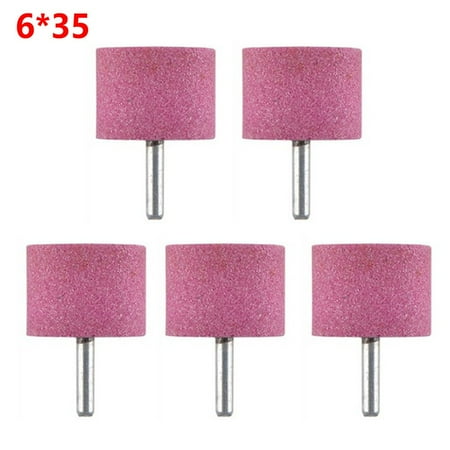 5Pcs 6mm Shank Abrasive Mounted Stone Cylinder For Rotary Tool Grinding Wheel