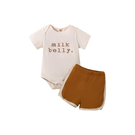 jaweiw Baby Girls Boys Summer Outfits Set Short Sleeve Letter Print Romper + Ribbed Patchwork Shorts Size 0 6 12 18 24 M
jaweiw Baby Girls Boys Summer Outfits Set Short Sleeve Letter Print Romper + Ribbed Patchwork Shorts Size 0 6 12 18 24 M