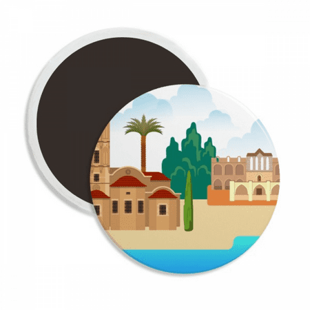 Cyprus National Landmark Building Round Ceracs Fridge Magnet Keepsake Decoration
