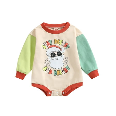 Meihuida Baby Boys Girls Christmas Romper Long Sleeve Santa Claus Letters Print Contrast Color Bodysuit
Meihuida Baby Boys Girls Christmas Romper Long Sleeve Santa Claus Letters Print Contrast Color Bodysuit