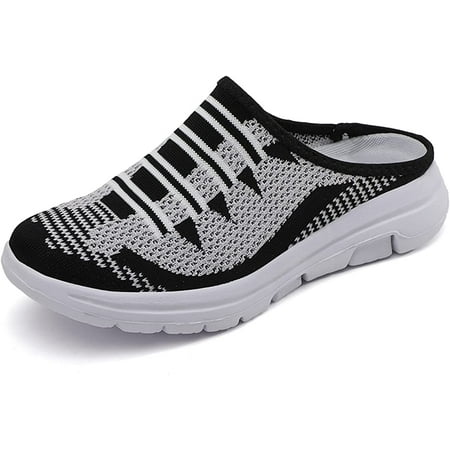 Women s Breathable Walking Mules Shoes - Lightweight Garden Clogs Casual Mesh Sneakers Open Back Slip-on House Shoes