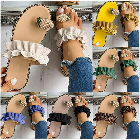Sandals for Women Flat Boho Cute Pearls Pineapple Sandals Clip Toe Flip Flops Boho Casual Flat Slippers Beach Shoes Women Clip Toe
Sandals for Women Flat Boho Cute Pearls Pineapple Sandals Clip Toe Flip Flops Boho Casual Flat Slippers Beach Shoes Women Clip Toe
