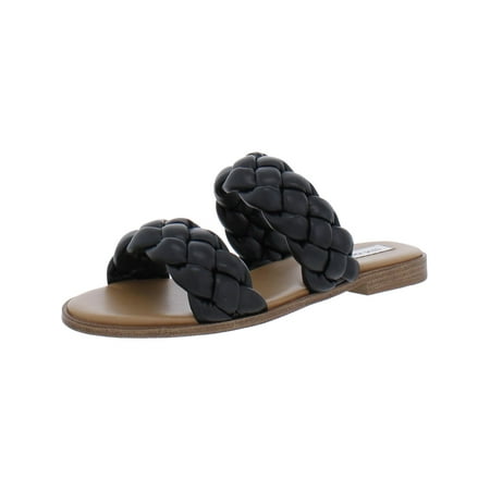 Steve Madden Womens Zeren Faux Leather Slip On Slide Sandals