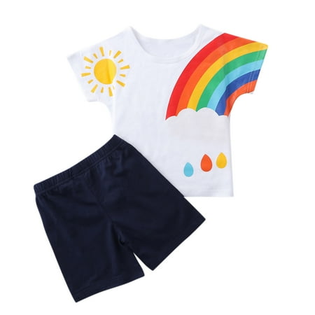 Fesfesfes Infant Baby Boys Girls Rainbow Print Short Sleeve T-shirt Shorts Outfits Set
Fesfesfes Infant Baby Boys Girls Rainbow Print Short Sleeve T-shirt Shorts Outfits Set