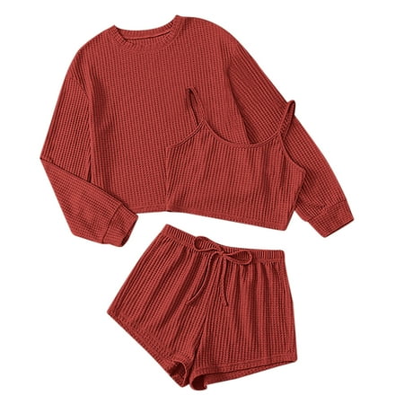 Women Pajama Pullover Casual Round Neck Long Sleeve 3PCS Loose Shorts Set Nightshirt Sleepshirt Nightgown
Women Pajama Pullover Casual Round Neck Long Sleeve 3PCS Loose Shorts Set Nightshirt Sleepshirt Nightgown
