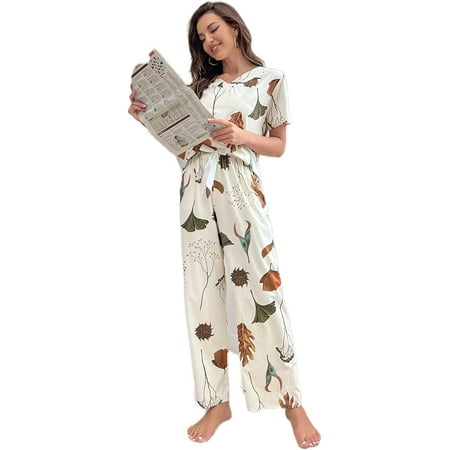 ZWUYIYHJ Women s Cute Cartoon Cow Print Sleepwear Short Sleeve Tee with Pants Pajama Set
ZWUYIYHJ Women s Cute Cartoon Cow Print Sleepwear Short Sleeve Tee with Pants Pajama Set