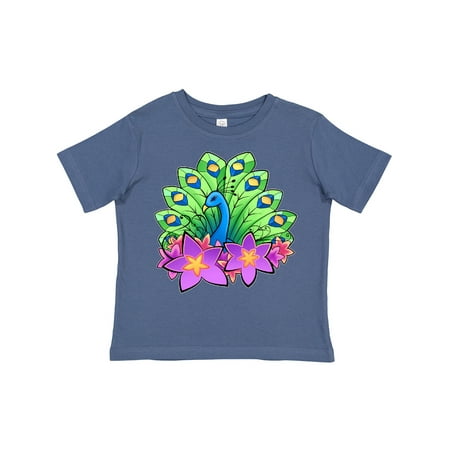 Inktastic Peacock and Flowers Gift Toddler Boy or Toddler Girl T-Shirt