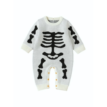 Canrulo Newborn Infant Baby Boy Girl Halloween Knitted Jumpsuit Long Sleeve Skeleton Print Romper Fall Clothes White 6-12 Months
Canrulo Newborn Infant Baby Boy Girl Halloween Knitted Jumpsuit Long Sleeve Skeleton Print Romper Fall Clothes White 6-12 Months