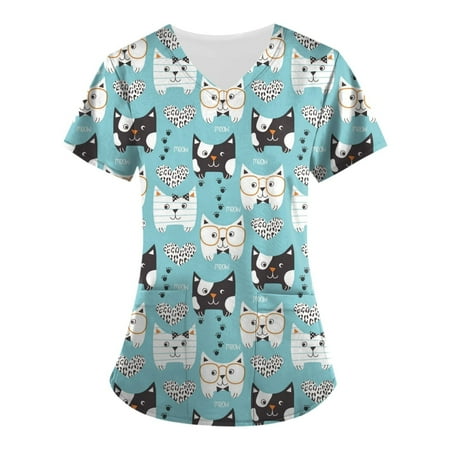 Qcmgmg Scrub Tops Women Stretchy with Two Pockets Loose Fit Cartoon Pattern Sexy Workout Tops Workwear V Neck Nurse Scrubs for Women Casual Short Sleeve Uniform Shirts for Women Blue L
Qcmgmg Scrub Tops Women Stretchy with Two Pockets Loose Fit Cartoon Pattern Sexy Workout Tops Workwear V Neck Nurse Scrubs for Women Casual Short Sleeve Uniform Shirts for Women Blue L