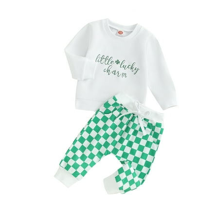 Co.MMehjri Toddler Baby Boys Ireland Festival Outfits Shamrock Letter Print Long Sleeve Sweatshirts and Checkerboard Long Pants 2Pcs Clothes Set
Co.MMehjri Toddler Baby Boys Ireland Festival Outfits Shamrock Letter Print Long Sleeve Sweatshirts and Checkerboard Long Pants 2Pcs Clothes Set