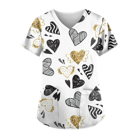 TQWQT Valentine s Day Printed Scrub Tops for Women Breathable Love Heart Pattern V-Neck T-Shirts Tee Scrubs Top with Pockets
TQWQT Valentine s Day Printed Scrub Tops for Women Breathable Love Heart Pattern V-Neck T-Shirts Tee Scrubs Top with Pockets