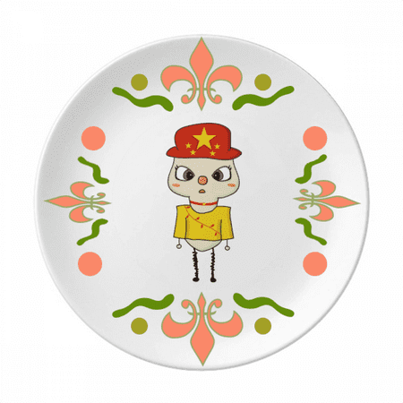 China Country Asia Mandarin Flag UU Flower Ceramics Plate Tableware Dinner Dish