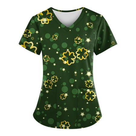 Apepal Women Fashion St. Parklett s Day Print V-neck Short Sleeve with Pockets Scrub Tops
Apepal Women Fashion St. Parklett s Day Print V-neck Short Sleeve with Pockets Scrub Tops