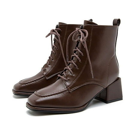 Omagie Women s Retro Lace-Up Solid Color Boots Thick Heel Square Toe Brown Leather Martin Boots Ladies Autumn Winter Shoes Brown 36
Omagie Women s Retro Lace-Up Solid Color Boots Thick Heel Square Toe Brown Leather Martin Boots Ladies Autumn Winter Shoes Brown 36