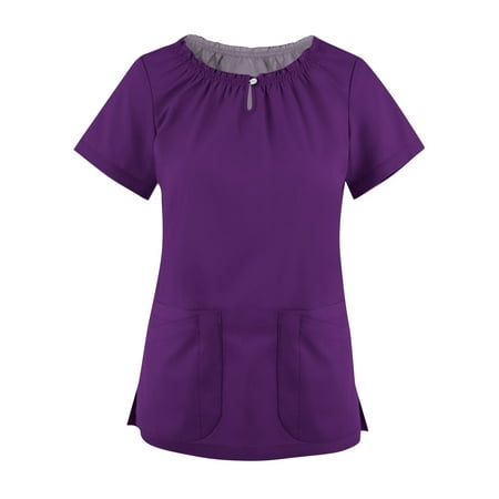 HIMIWAY Summer Work Suit Front Double Pocket Solid Color Short Sleeves Shirts For Women
HIMIWAY Summer Work Suit Front Double Pocket Solid Color Short Sleeves Shirts For Women