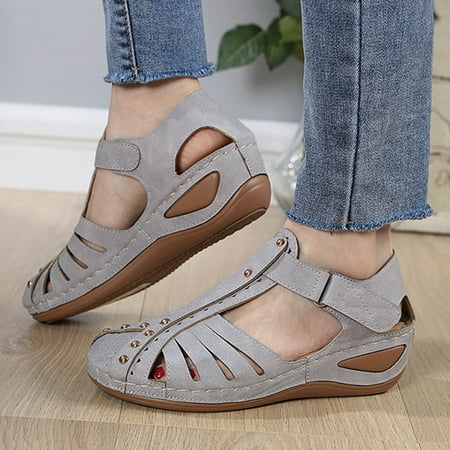 Aayomet Sandals for Women Women Summer Solid Hook Loop Casual Round Toe Wedges Comfortable Beach Shoes Sandals Gray 9
Aayomet Sandals for Women Women Summer Solid Hook Loop Casual Round Toe Wedges Comfortable Beach Shoes Sandals Gray 9