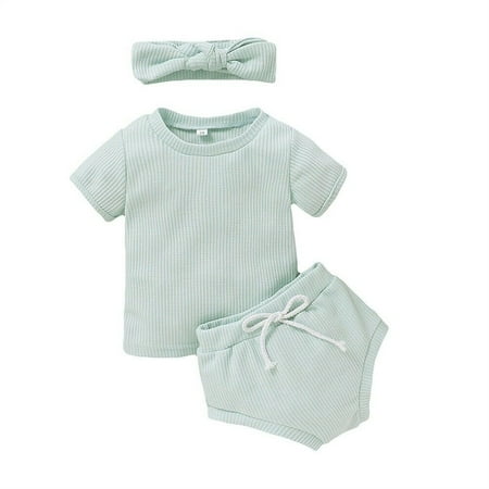 Summer Newborn Infant Toddler Baby Girls Boys Short Sleeve Solid Color Knitted T-Shirt Tops+Shorts 2Pcs Outfits Sets Blue 6-9 Months
Summer Newborn Infant Toddler Baby Girls Boys Short Sleeve Solid Color Knitted T-Shirt Tops+Shorts 2Pcs Outfits Sets Blue 6-9 Months