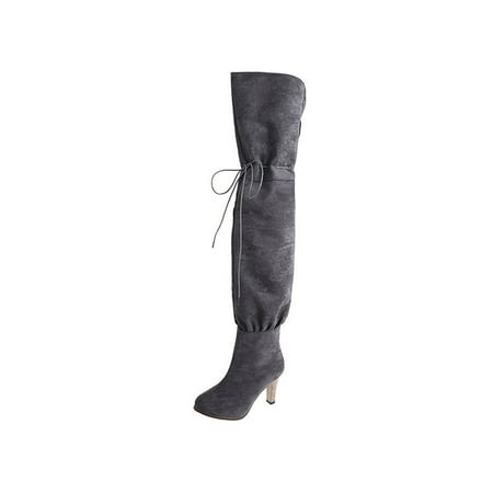 Tenmix Ladies Wide Calf Over The Knee Boots Dress Lace Up High Heels Non Slip Winter Shoes Gray 5.5
Tenmix Ladies Wide Calf Over The Knee Boots Dress Lace Up High Heels Non Slip Winter Shoes Gray 5.5