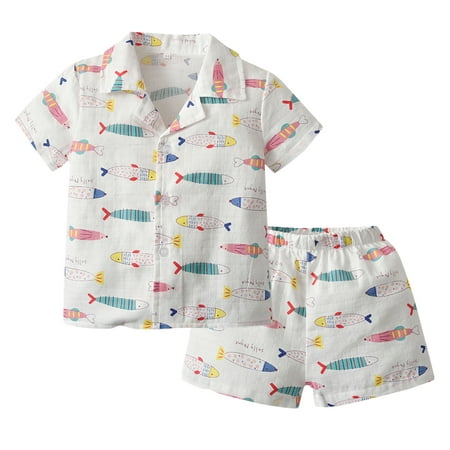 

Girls Pajamas Nightgown Spring Summer Fruit Print Short Sleeve Sleepwear Outfits Toddler Girls Nightgowns Size 120 White