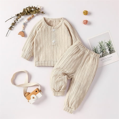 Hbdhejl Outfit Set For Boys Girls Toddler Autumn Winter Warm Outfits Baby Cute Long Sleeve Solid Color Knitted Sweater Pullover Tops Pants Set Beige 0-3 Months
Hbdhejl Outfit Set For Boys Girls Toddler Autumn Winter Warm Outfits Baby Cute Long Sleeve Solid Color Knitted Sweater Pullover Tops Pants Set Beige 0-3 Months