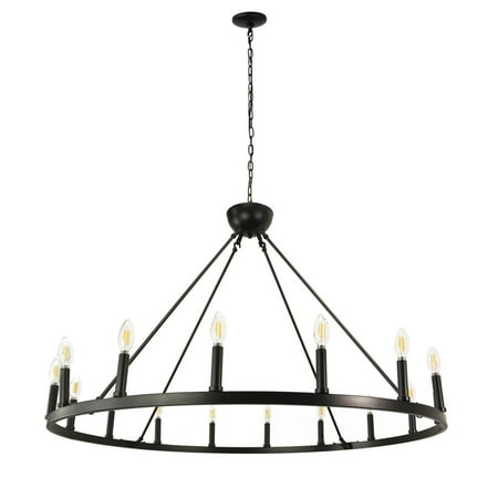 Canyon Home Ancora 16 Light Chandelier Wagon Wheel (43 Wide) Matte Black Steel Frame - Large
Canyon Home Ancora 16 Light Chandelier Wagon Wheel (43 Wide) Matte Black Steel Frame - Large