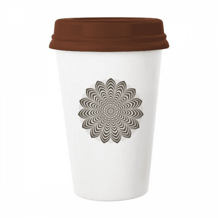 Illusion Line Repeat Flower Mug Coffee Drinking Glass Pottery Cerac Cup Lid