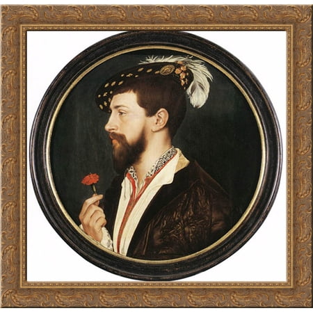 Portrait of Simon George 20x20 Gold Ornate Wood Framed Canvas Art by Holbein, Hans (Younger)