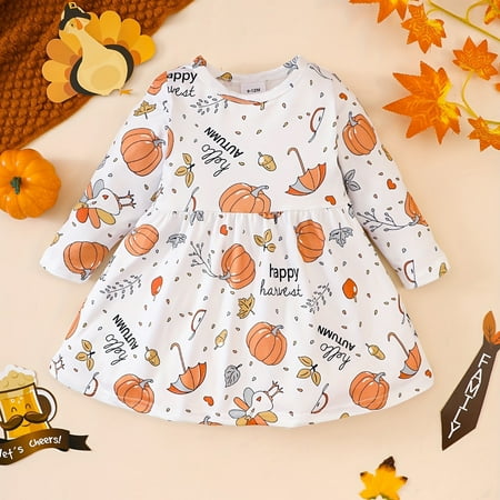 Hbdhejl Toddler Girls Dress Baby Dress Long Sleeve Pumpkin Print Princess Party Dresses Sundress Fall Winter Clothes White 18-24 Months 
Hbdhejl Toddler Girls Dress Baby Dress Long Sleeve Pumpkin Print Princess Party Dresses Sundress Fall Winter Clothes White 18-24 Months
