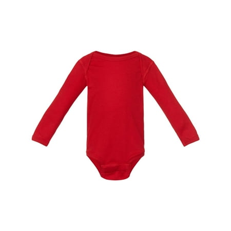 Infant Long Sleeve Baby Rib Bodysuit Red 18M