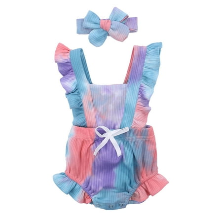 Eyicmarn Newborn Baby Girls Summer Outfits Sleeveless Gradient Ruffled Romper Headband 2Pcs Clothes Set
Eyicmarn Newborn Baby Girls Summer Outfits Sleeveless Gradient Ruffled Romper Headband 2Pcs Clothes Set