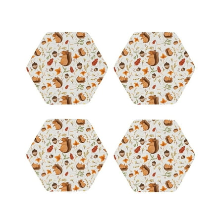 Fuzoiu Squirrel Print Leather Coasters Set Drink Coasters Set of 4 for Tabletop Protection Durable PVC Coasters Home Décor and Housewarming Gift-Hexagon
Fuzoiu Squirrel Print Leather Coasters Set Drink Coasters Set of 4 for Tabletop Protection Durable PVC Coasters Home Décor and Housewarming Gift-Hexagon