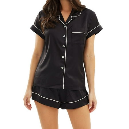 Women Satin Plain Sleepwear Lingerie Short Sleeve Nightwear Tops+Shorts Pyjamas Set
Women Satin Plain Sleepwear Lingerie Short Sleeve Nightwear Tops+Shorts Pyjamas Set