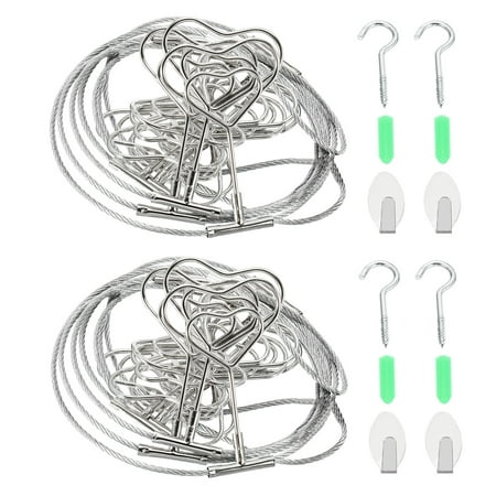 Uxcell 5.3 Ft Steel Wall Hanging Photo Display Cable Wire with 12 Heart Shape Clips 2 Pack Metal Silver Tone
Uxcell 5.3 Ft Steel Wall Hanging Photo Display Cable Wire with 12 Heart Shape Clips 2 Pack Metal Silver Tone