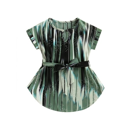 Suanret Toddlers Kids Girls Casual Dress Short Sleeve V-Neck Color Contrast Printed Patchwork Skirt with Belt Green 4-5 Years
Suanret Toddlers Kids Girls Casual Dress Short Sleeve V-Neck Color Contrast Printed Patchwork Skirt with Belt Green 4-5 Years