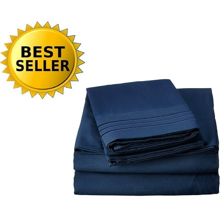 2-Piece Pillowcases 1800 Series Egyptian Quality Super Soft Wrinkle Resistant & Fade Resistant Beautiful Design on Pillowcases Hypoallergenic , King Size, Navy.., By Celine Linen