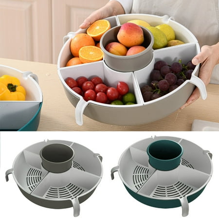 

Shenmeida Colander Bowl Sets Double-layer Rotatable drain Basin And basket Clean Food Strainer Detachable Colanders Strainers Set for Vegetables Fruits Berry Cleaning Washing