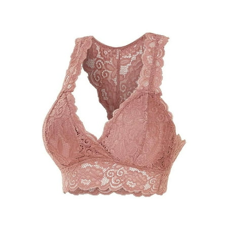 QILINXUAN Women Sexy Lace Bras Solid Color Deep V-neck Wirefress Bras Underwear