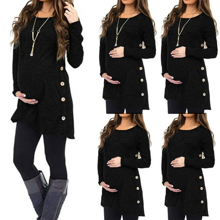 Simplmasygenix Womens Maternity Clearance Long Sleeve Summer Tops Women Pregnant Nusring V-Neck Ruffles Printed Blouse Tops