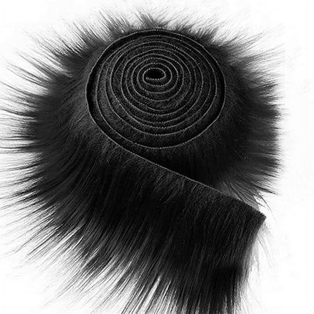 (Black) 9x150cm Faux Fur Ribbon Tapes DIY Apparel Sewing Fluffy Trim Trimming Fabric Home Decoration Sewing Costume Collar Hat