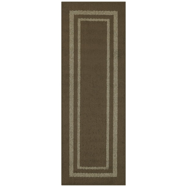 Mainstays Machine Washable Frame Border High Low Loop Olefin Area Rug or Runner