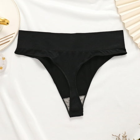 

Cathalem No Show Underwear for Teen Girls 14-16 Women Seamless Thongs For Women Thong Underwear Satin Panties for Women Underpants Black Small