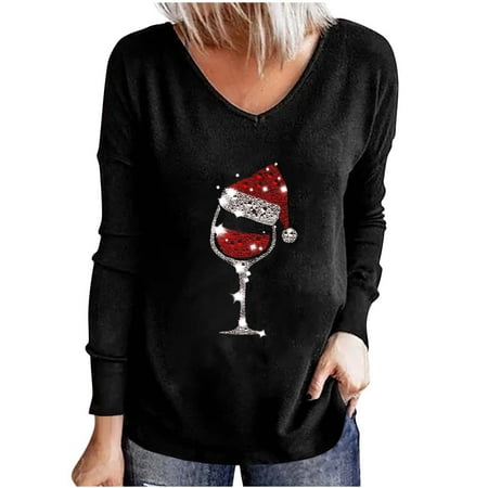 Wine Glass Long Sleeve Tops for Womens Christmas Gifts Graphic Pullover Sweatshirts Lightweight V Neck T-Shirts
Wine Glass Long Sleeve Tops for Womens Christmas Gifts Graphic Pullover Sweatshirts Lightweight V Neck T-Shirts