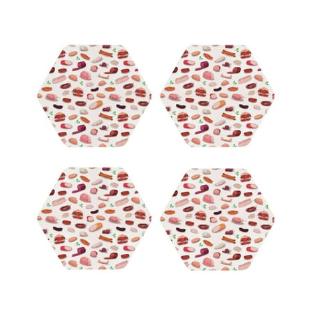 Leather Coasters Set of 4 - Sausage Ham Print Lightweight Non-Slip Drink Coasters for Desk Anti-Scalding Desk Cup Coasters for Office Table Decor Hexagon
Leather Coasters Set of 4 - Sausage Ham Print Lightweight Non-Slip Drink Coasters for Desk Anti-Scalding Desk Cup Coasters for Office Table Decor Hexagon
