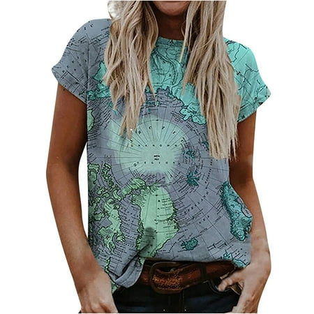 Womens Fashion Map Print Tops Round Neck Casual Short Sleeve Blouse Graphic Tunic Tshirt Trendy Novelty Cute Tunic Casual Blouse Tee Shirt Top for Women
Womens Fashion Map Print Tops Round Neck Casual Short Sleeve Blouse Graphic Tunic Tshirt Trendy Novelty Cute Tunic Casual Blouse Tee Shirt Top for Women