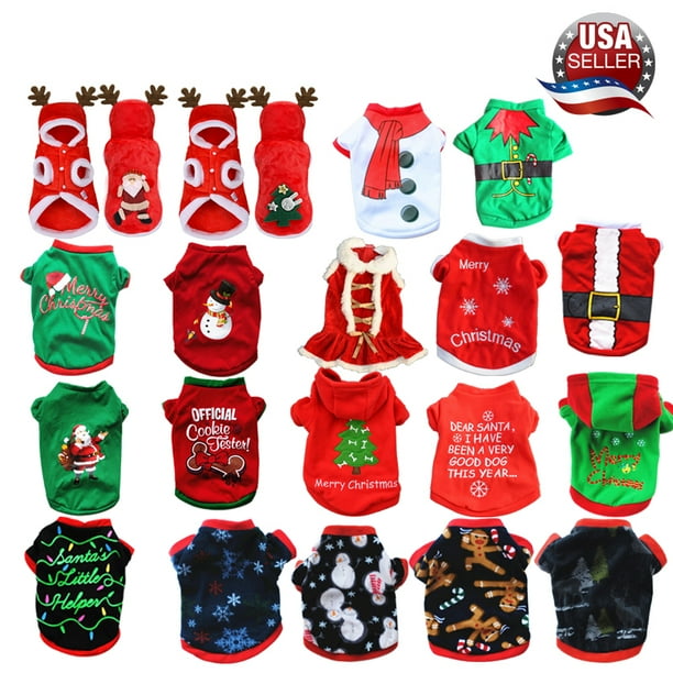 Pet Dog Puppy Santa Shirt Christmas Clothes Costumes Warm Jacket Coat Apparel
